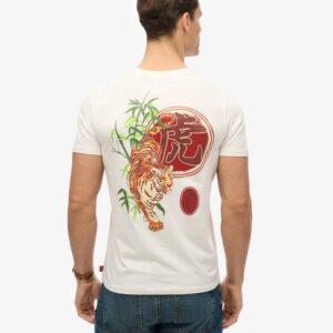 Superdry Mannen Vintage Logo Tokyo T-shirt met Relaxte Pasvorm Crème